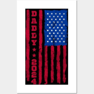 Promoted to daddy 2024 us american flag pregnancy annouce Posters and Art